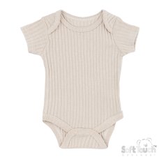 BS4600-BI-36: Biscuit Ribbed Bodysuit (3-6 Months)